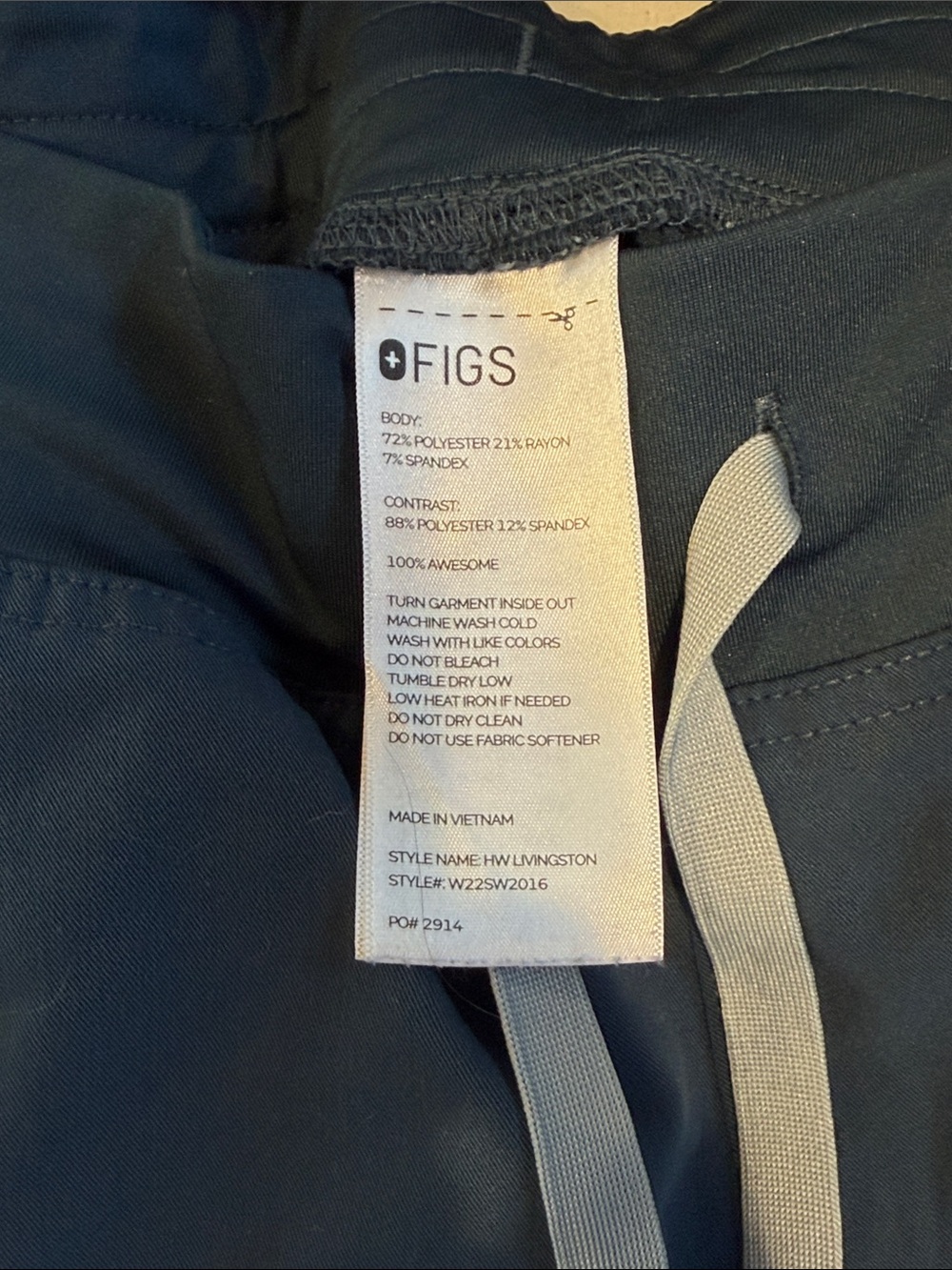 Figs Livingston (regular waist) Scrub Pants in Dark Harbor - Picture 2 of 3